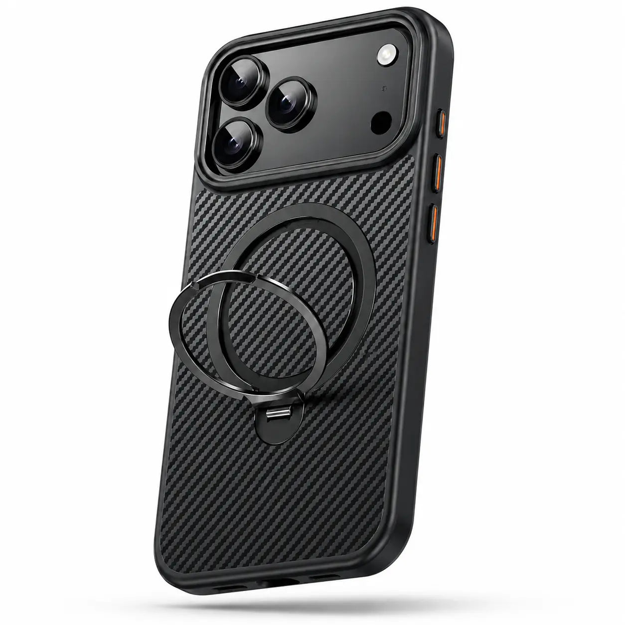 Carbon fiber MagSafe iPhone case with slim protective design
