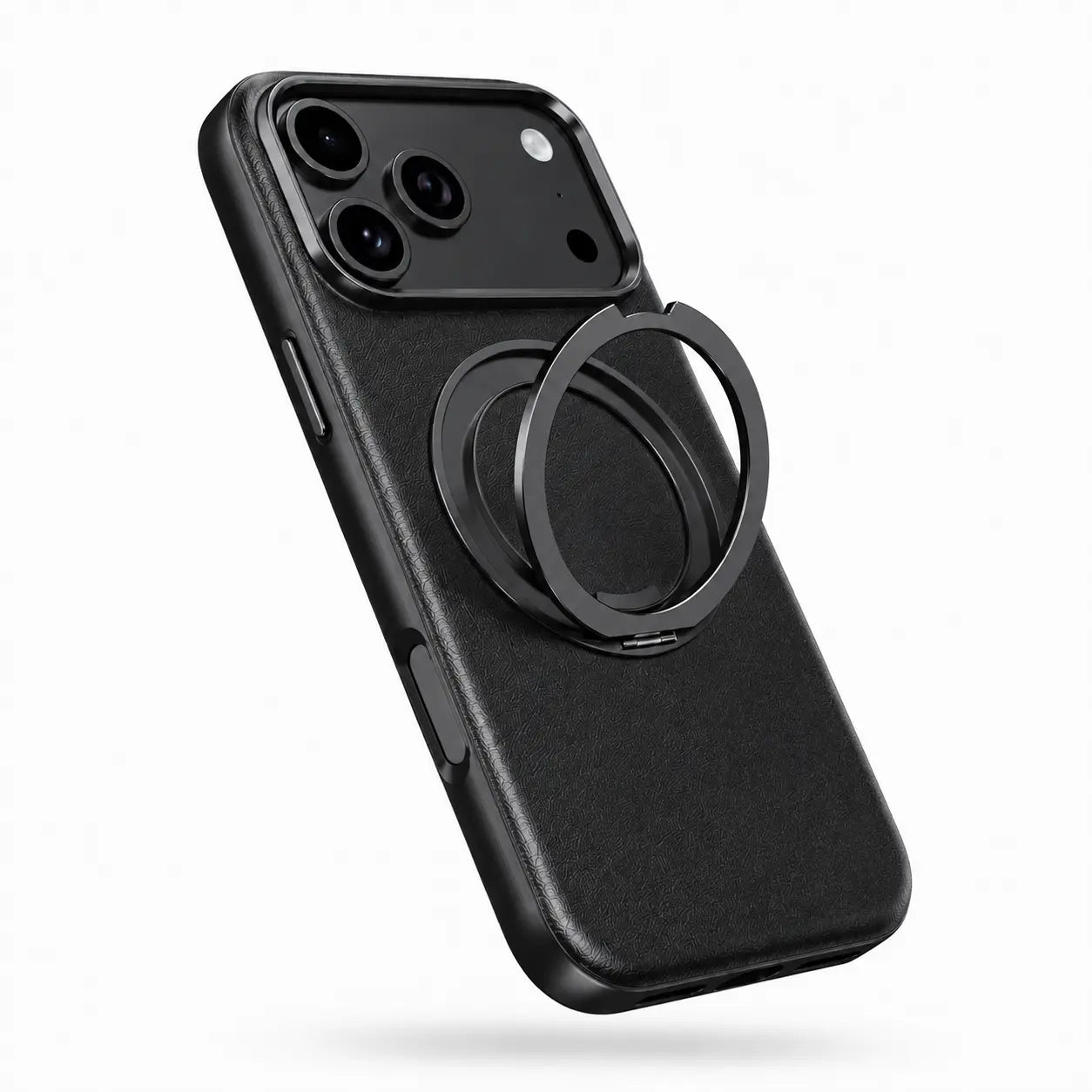 MagSafe leather iPhone case with adjustable hands-free stand
